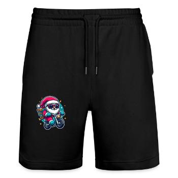 Santa Claus on a motorcycle - Stanley/Stella Trainer Unisex Organic Jogging Shorts - black - Front - Nik (191cm) & Marisol (170cm)