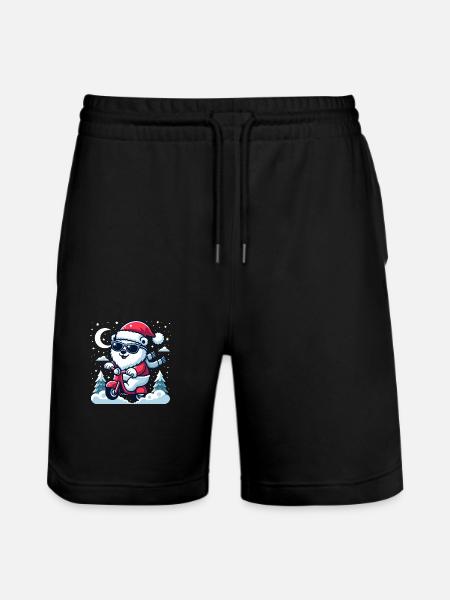 Christmas Fun Polar Bear - Stanley/Stella Trainer Unisex Organic Jogging Shorts - black