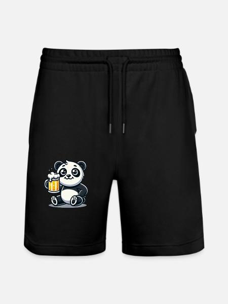 Cute Panda Drinking Beer - Stanley/Stella Unisex Bio Joggingshorts Trainer - Schwarz