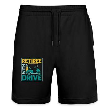 Retiree With Drive Golfer Golf - Stanley/Stella Unisex Bio Joggingshorts Trainer  - Schwarz - Vorne - Nik (191cm) & Marisol (170cm)