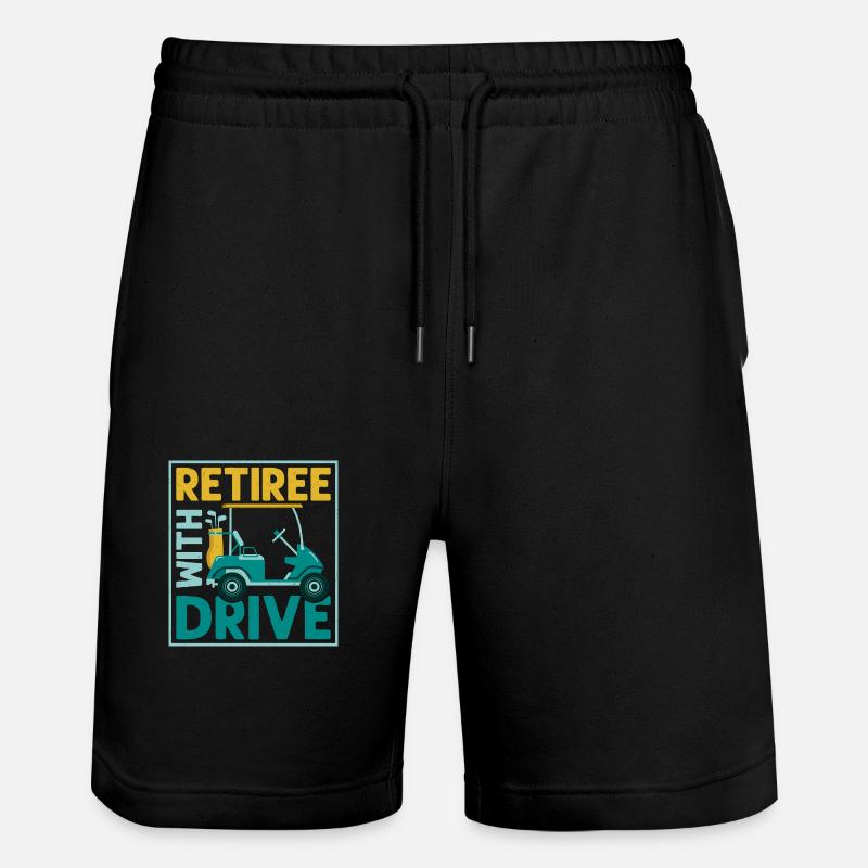 Retiree With Drive Golfer Golf - Stanley/Stella Trainer Unisex Organic Jogging Shorts - black