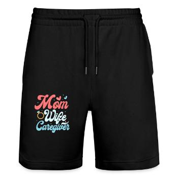 Mom Wife Caregiver Carer Caregiving - Stanley/Stella Unisex Bio Joggingshorts Trainer  - Schwarz - Vorne - Nik (191cm) & Marisol (170cm)