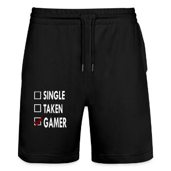SINGLE GAMER - Short de jogging bio TRAINER Stanley/Stella unisexe - noir - Devant - Nik (191cm) & Marisol (170cm)