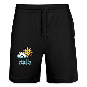 Cloud Sun Best Friends - Stanley/Stella Trainer Unisex Organic Jogging Shorts - black - Front - Nik (191cm) & Marisol (170cm)