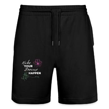 make your dreams happen - Stanley/Stella Trainer Unisex Organic Jogging Shorts - black - Front - Nik (191cm) & Marisol (170cm)