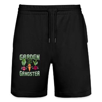 Garden Gangster Botanical Gardening - Stanley/Stella Unisex Bio Joggingshorts Trainer  - Schwarz - Vorne - Nik (191cm) & Marisol (170cm)