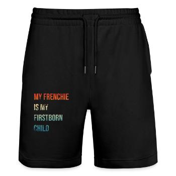 Frenchie Premier-né - Short de jogging bio TRAINER Stanley/Stella unisexe - noir - Devant - Nik (191cm) & Marisol (170cm)