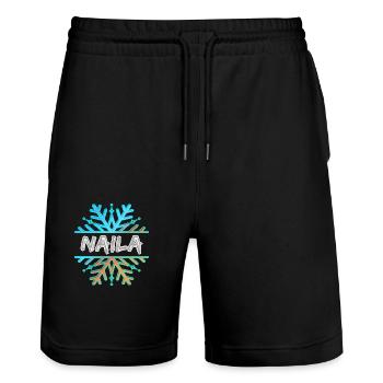 Naila Naila - Stanley/Stella Unisex Bio Joggingshorts Trainer  - Schwarz - Vorne - Nik (191cm) & Marisol (170cm)