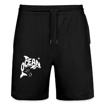 Ocean - Cool Dolphin Ocean Logo - Short de jogging bio TRAINER Stanley/Stella unisexe - noir - Devant - Nik (191cm) & Marisol (170cm)