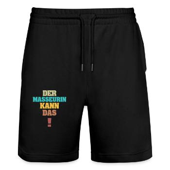 Geschenk für Masseurin - Stanley/Stella Unisex Bio Joggingshorts Trainer  - Schwarz - Vorne - Nik (191cm) & Marisol (170cm)