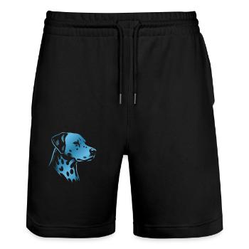 Dalmatian, dog head, drawing blue - Stanley/Stella Trainer Unisex Organic Jogging Shorts - black - Front - Nik (191cm) & Marisol (170cm)