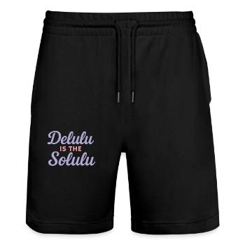 Delulu is the Solulu – TikTok Trend Shirt - Stanley/Stella Trainer Unisex Organic Jogging Shorts - black - Front - Nik (191cm) & Marisol (170cm)