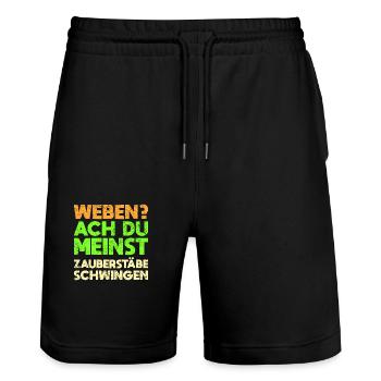 Weben? Ach, Du Meinst Zauberstäbe Schwingen - Stanley/Stella Unisex Bio Joggingshorts Trainer  - Schwarz - Vorne - Nik (191cm) & Marisol (170cm)