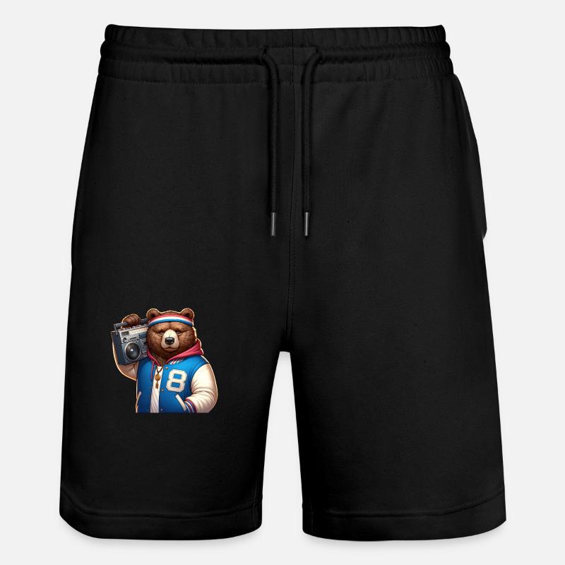 Illustration stylisée d’un ours cool - Short de jogging bio TRAINER Stanley/Stella unisexe - noir