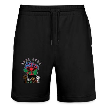 ROMA REVOLUTION OPRE ROMA - Stanley/Stella Unisex Bio Joggingshorts Trainer  - Schwarz - Vorne - Nik (191cm) & Marisol (170cm)