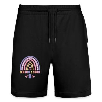 Ich bin schon 8 - 8 Geburtstag Mädchen Geschenk - Stanley/Stella Unisex Bio Joggingshorts Trainer  - Schwarz - Vorne - Nik (191cm) & Marisol (170cm)