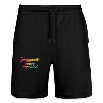 Junggesellinnenabschied in bunten Farben - Stanley/Stella Unisex Bio Joggingshorts Trainer  - Schwarz - Vorne - Nik (191cm) & Marisol (170cm)