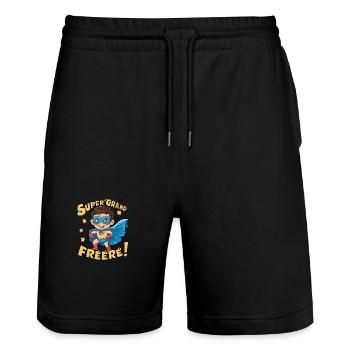 Super grand frere - Short de jogging bio TRAINER Stanley/Stella unisexe - noir - Devant - Nik (191cm) & Marisol (170cm)