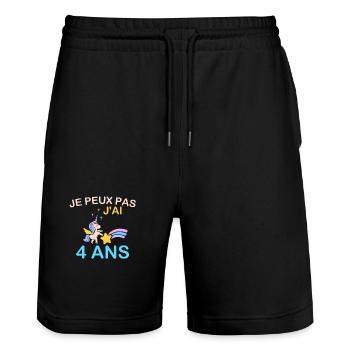 Ich kann nicht, ich bin 4 Jahre alt - Stanley/Stella Unisex Bio Joggingshorts Trainer  - Schwarz - Vorne - Nik (191cm) & Marisol (170cm)
