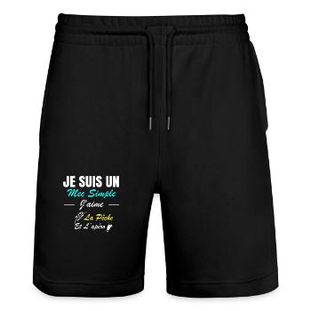 Je suis un mec simple j'aime la pêche et l'apéro - Short de jogging bio TRAINER Stanley/Stella unisexe - noir - Devant - Nik (191cm) & Marisol (170cm)