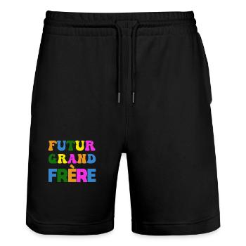Futur grand frère - annonce futur grand frère - Short de jogging bio TRAINER Stanley/Stella unisexe - noir - Devant - Nik (191cm) & Marisol (170cm)