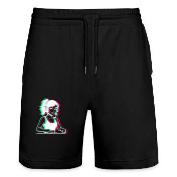 EDM - DJane - Glitch Rave Style - Stanley/Stella Trainer Unisex Organic Jogging Shorts - black - Front - Nik (191cm) & Marisol (170cm)