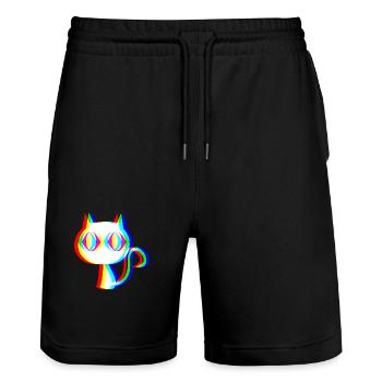 EDM Cat Rave style Glitch style - Stanley/Stella Trainer Unisex Organic Jogging Shorts - black - Front - Nik (191cm) & Marisol (170cm)