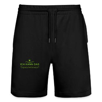 für mich ist das kein Problem - Stanley/Stella Unisex Bio Joggingshorts Trainer  - Schwarz - Vorne - Nik (191cm) & Marisol (170cm)