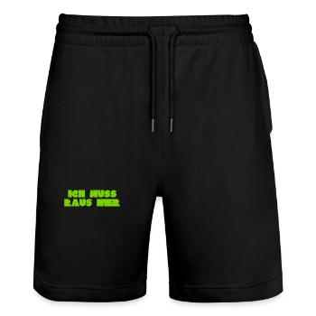 ich halte es hier nicht mehr aus - Stanley/Stella Unisex Bio Joggingshorts Trainer  - Schwarz - Vorne - Nik (191cm) & Marisol (170cm)
