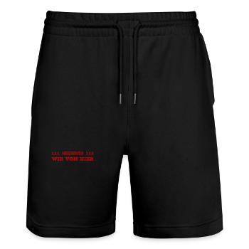 hauen wir ab - Stanley/Stella Unisex Bio Joggingshorts Trainer  - Schwarz - Vorne - Nik (191cm) & Marisol (170cm)