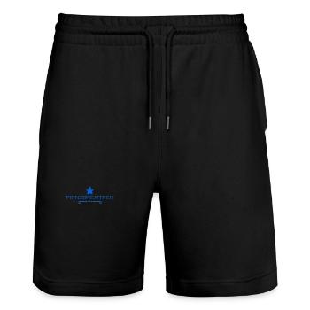 ich bin prinzipientreu - Stanley/Stella Unisex Bio Joggingshorts Trainer  - Schwarz - Vorne - Nik (191cm) & Marisol (170cm)