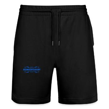 reinsteigern ist toll - Stanley/Stella Unisex Bio Joggingshorts Trainer  - Schwarz - Vorne - Nik (191cm) & Marisol (170cm)
