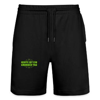 heute ist ein wundervoller Tag - Stanley/Stella Unisex Bio Joggingshorts Trainer  - Schwarz - Vorne - Nik (191cm) & Marisol (170cm)