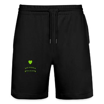Geduld ist eine Tugend - Stanley/Stella Unisex Bio Joggingshorts Trainer  - Schwarz - Vorne - Nik (191cm) & Marisol (170cm)