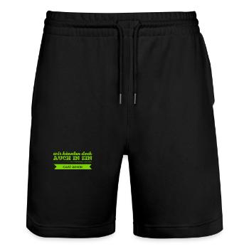 ich möchte mit dir ins Cafe gehen - Stanley/Stella Unisex Bio Joggingshorts Trainer  - Schwarz - Vorne - Nik (191cm) & Marisol (170cm)