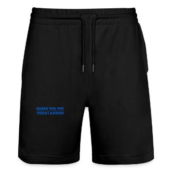 Gibt es offene Fragen? - Stanley/Stella Unisex Bio Joggingshorts Trainer  - Schwarz - Vorne - Nik (191cm) & Marisol (170cm)
