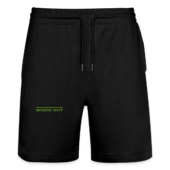 es ist schon gut - Stanley/Stella Unisex Bio Joggingshorts Trainer  - Schwarz - Vorne - Nik (191cm) & Marisol (170cm)