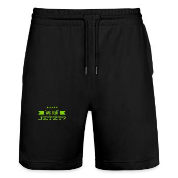 was denn nun - Stanley/Stella Unisex Bio Joggingshorts Trainer  - Schwarz - Vorne - Nik (191cm) & Marisol (170cm)