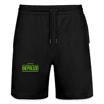 die Polizei abhängen - Stanley/Stella Unisex Bio Joggingshorts Trainer  - Schwarz - Vorne - Nik (191cm) & Marisol (170cm)