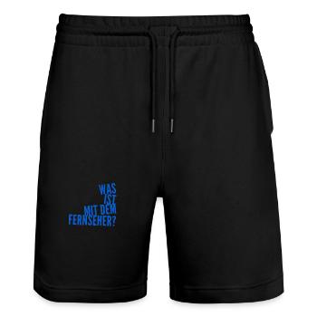 der Fernseher ist komisch - Stanley/Stella Unisex Bio Joggingshorts Trainer  - Schwarz - Vorne - Nik (191cm) & Marisol (170cm)