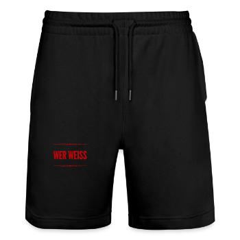 weiß der Teufel - Stanley/Stella Unisex Bio Joggingshorts Trainer  - Schwarz - Vorne - Nik (191cm) & Marisol (170cm)