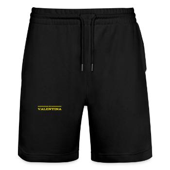 ich bin eine Valentinsfrau - Stanley/Stella Unisex Bio Joggingshorts Trainer  - Schwarz - Vorne - Nik (191cm) & Marisol (170cm)