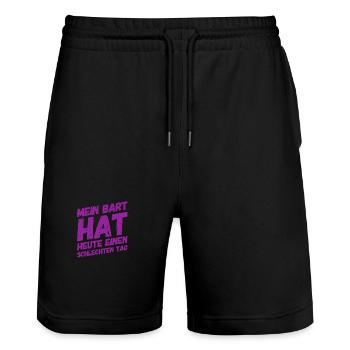 wilder Bart - Stanley/Stella Unisex Bio Joggingshorts Trainer  - Schwarz - Vorne - Nik (191cm) & Marisol (170cm)