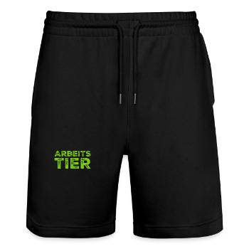 so sieht ein Arbeitstier aus - Stanley/Stella Unisex Bio Joggingshorts Trainer  - Schwarz - Vorne - Nik (191cm) & Marisol (170cm)