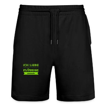 ich liebe flüssige Amnesie - Stanley/Stella Unisex Bio Joggingshorts Trainer  - Schwarz - Vorne - Nik (191cm) & Marisol (170cm)