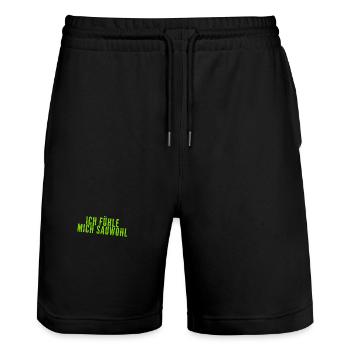 ich fühle mich spitze - Stanley/Stella Unisex Bio Joggingshorts Trainer  - Schwarz - Vorne - Nik (191cm) & Marisol (170cm)
