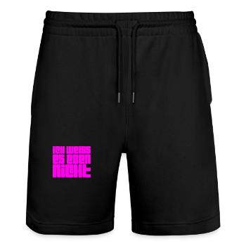 ich habe keine Idee - Stanley/Stella Unisex Bio Joggingshorts Trainer  - Schwarz - Vorne - Nik (191cm) & Marisol (170cm)