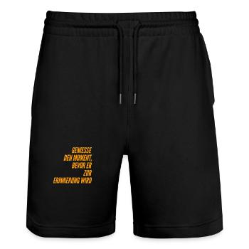 I love the present - Stanley/Stella Trainer Unisex Organic Jogging Shorts - black - Front - Nik (191cm) & Marisol (170cm)