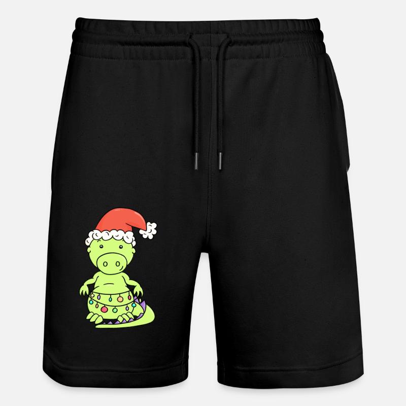 Süßer Weihnachtsdrache mit Lichterkette - Stanley/Stella Unisex Bio Joggingshorts Trainer  - Schwarz