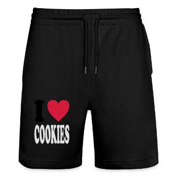 I love COOKIES (Farben anpassbar!) - Stanley/Stella Unisex Bio Joggingshorts Trainer  - Schwarz - Vorne - Nik (191cm) & Marisol (170cm)